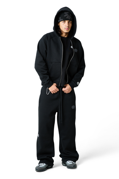 lucid full zip hood - black