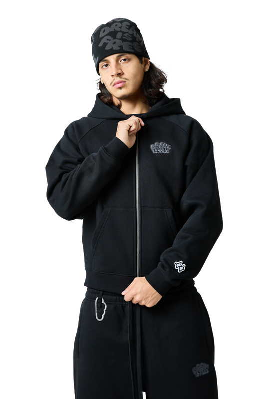 lucid full zip hood - black