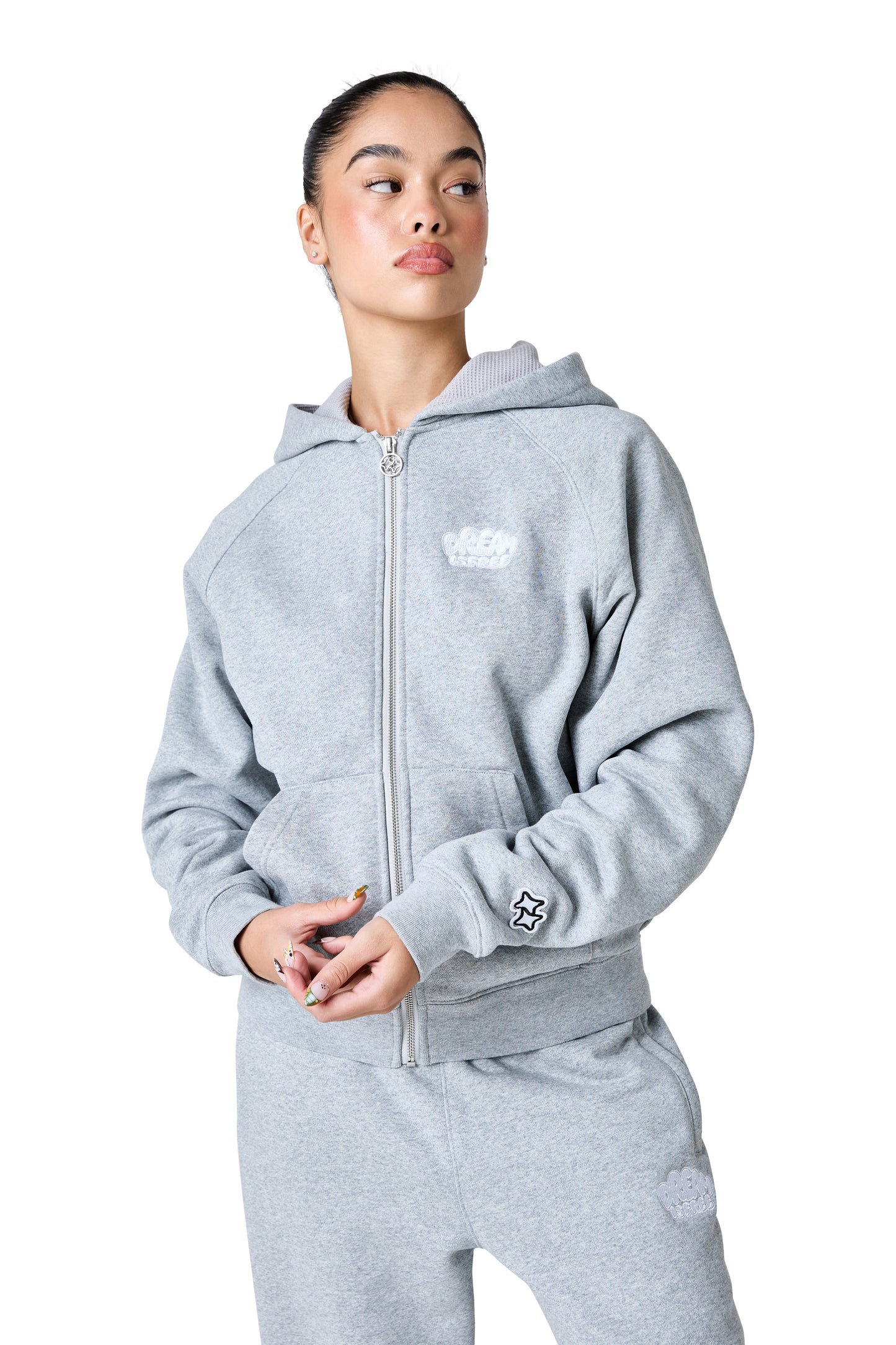 lucid full zip hood - grey marl