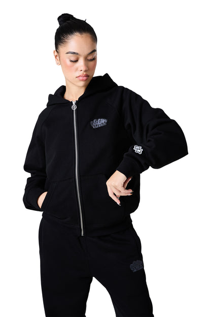 lucid full zip hood - black