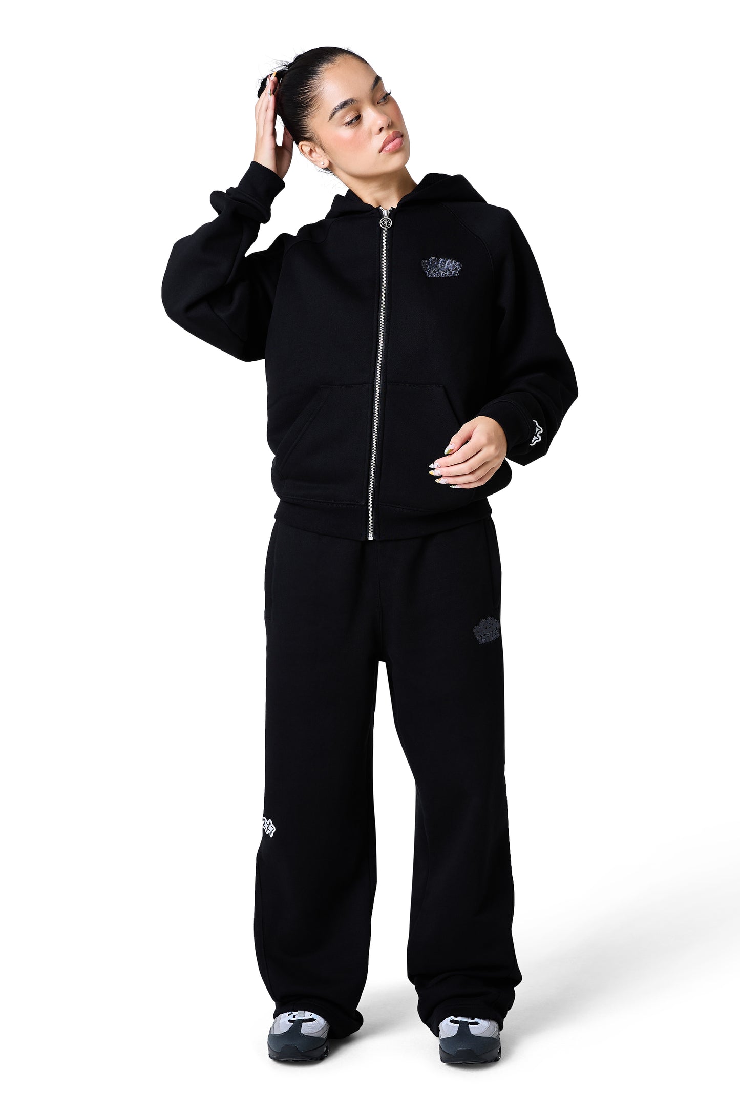 lucid full zip hood - black