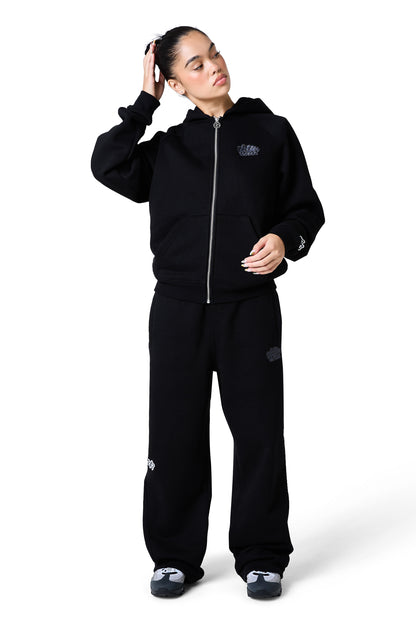 lucid full zip hood - black