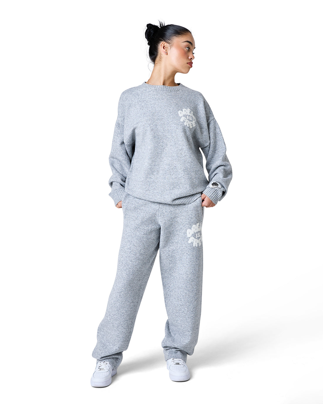 Brushed Knit Trousers - Grey Marl