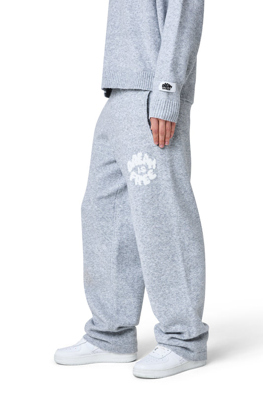 brushed knit trousers - grey marl