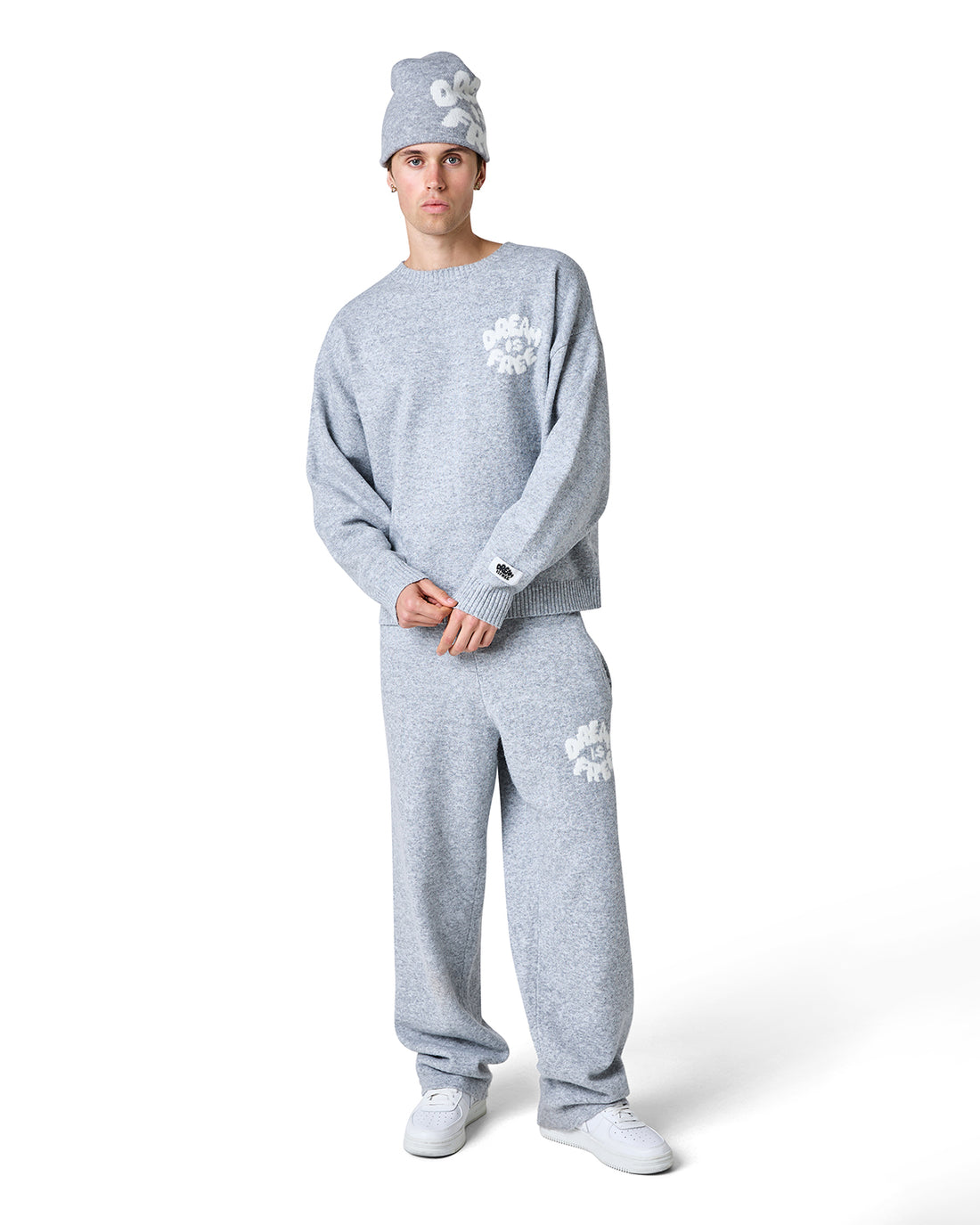 Brushed Knit Trousers - Grey Marl