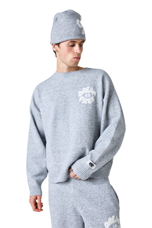brushed knit jumper - grey marl