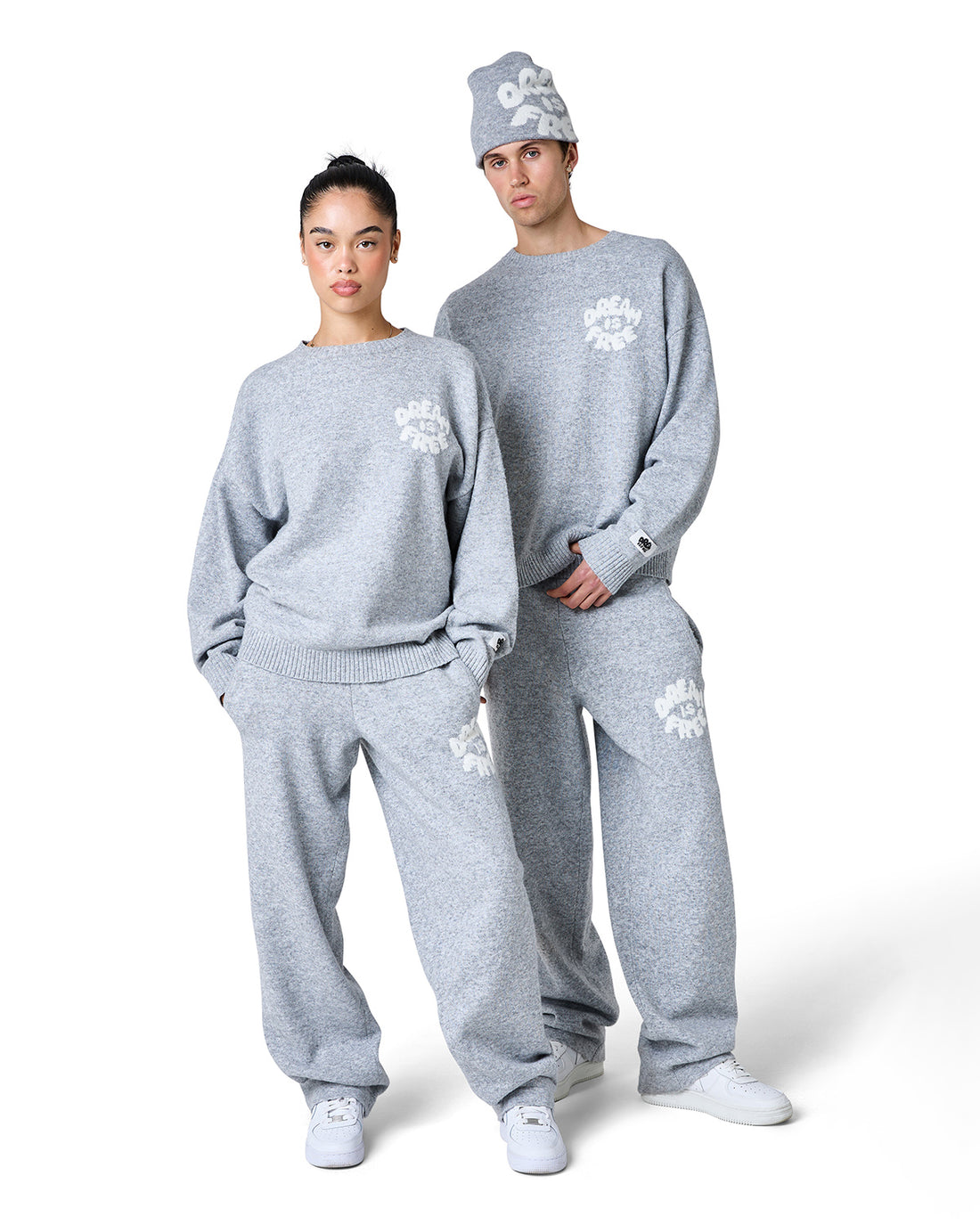 Brushed Knit Trousers - Grey Marl