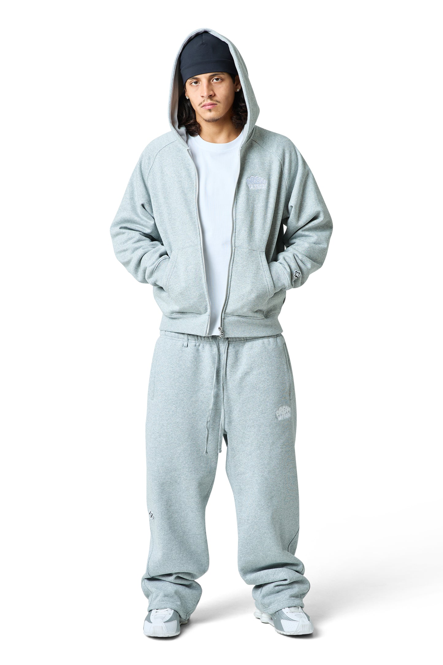 lucid full zip hood - grey marl