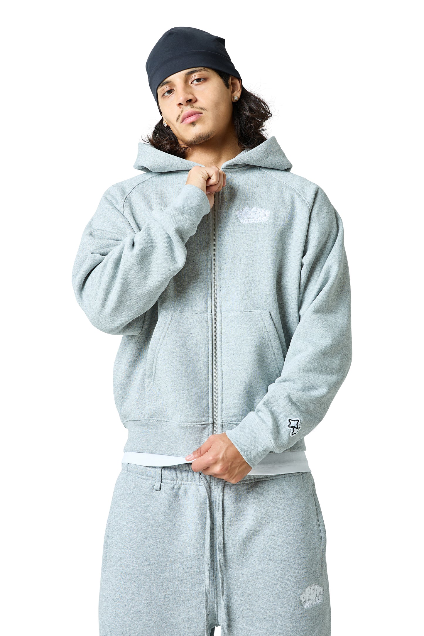 lucid full zip hood - grey marl