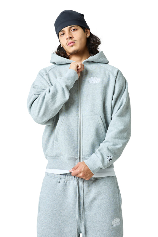 lucid full zip hood - grey marl