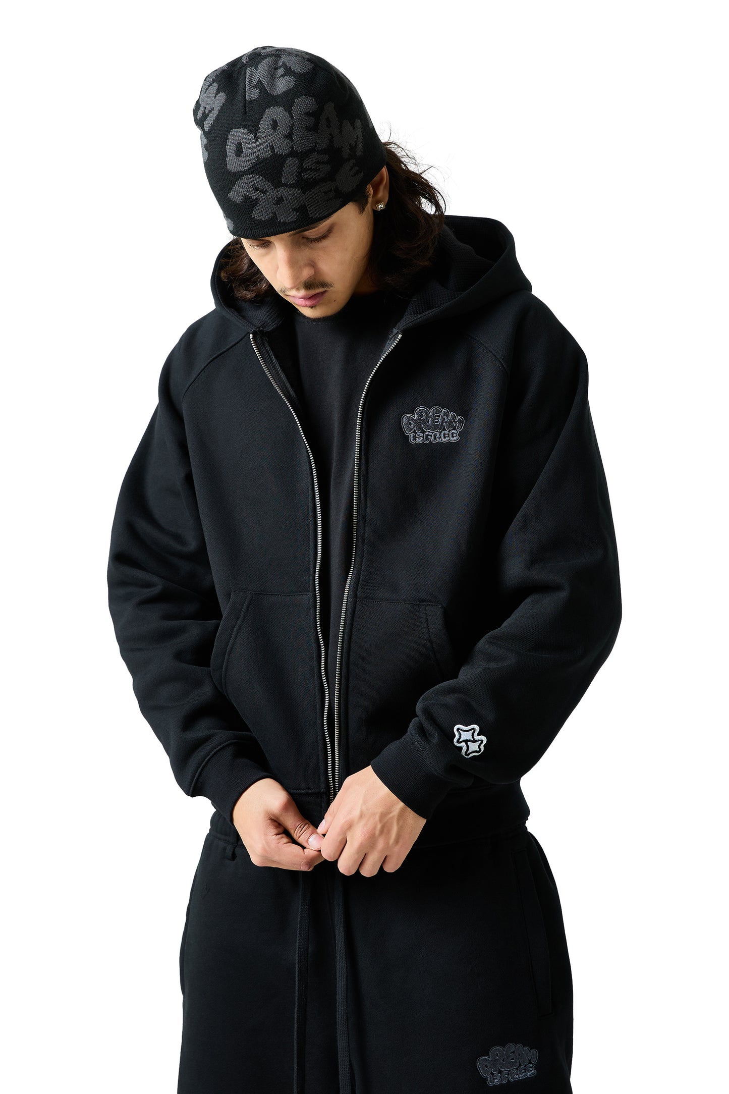 bubble reversible beanie - black