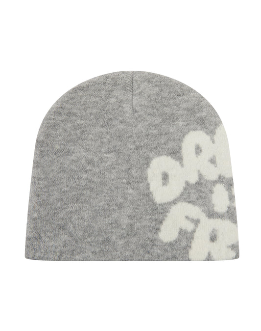 fluffy knitted beanie - grey marl