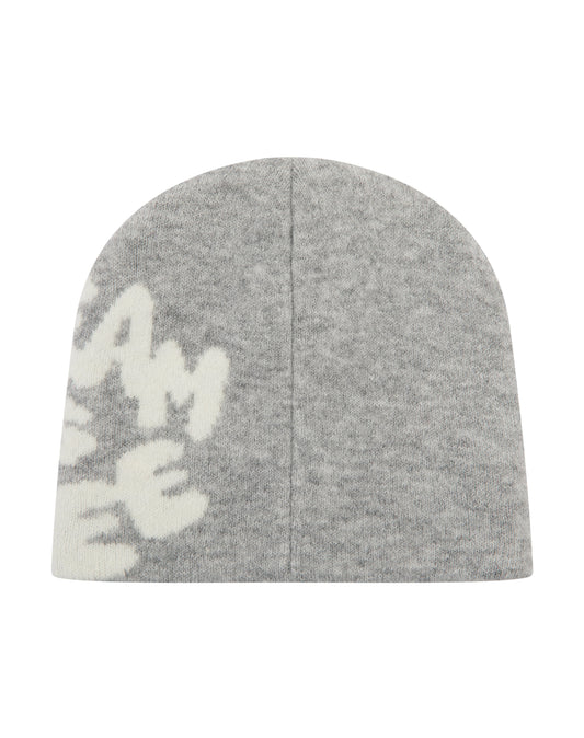 fluffy knitted beanie - grey marl
